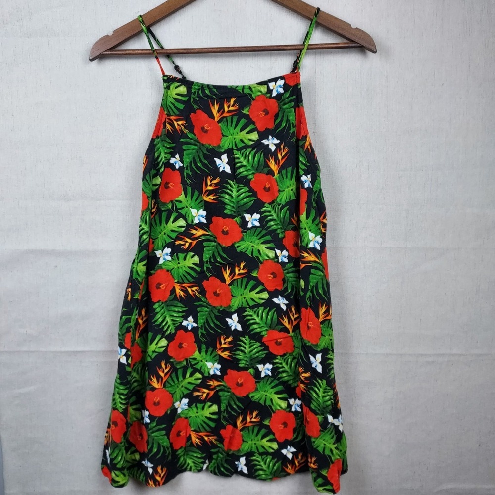 Vans Womens Tropical Sundress S Black Floral Strappy Made USA Y2KBold Y2K...